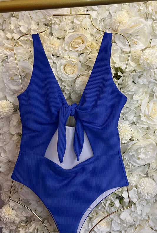 One of a Kind Front Tie Mid Cut One Piece Suit