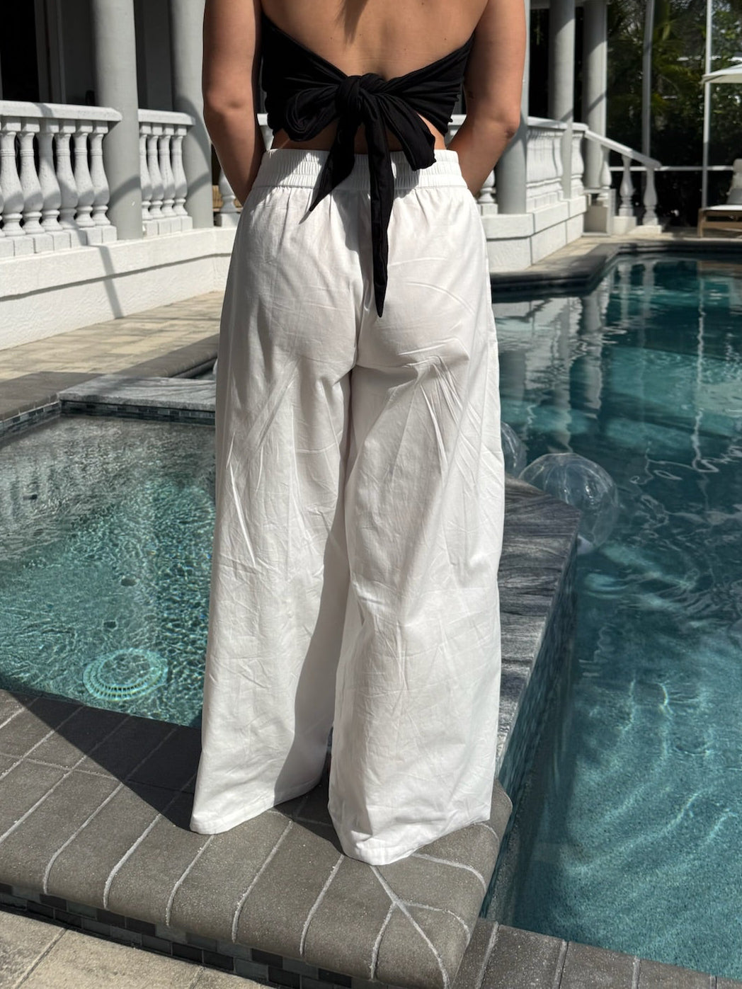 Elastic Waist Wide Leg Pants