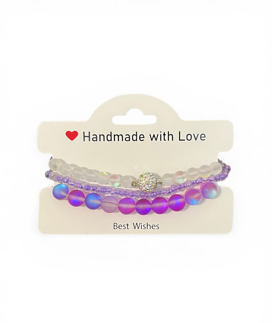 3 Piece Purple Bracelet Set