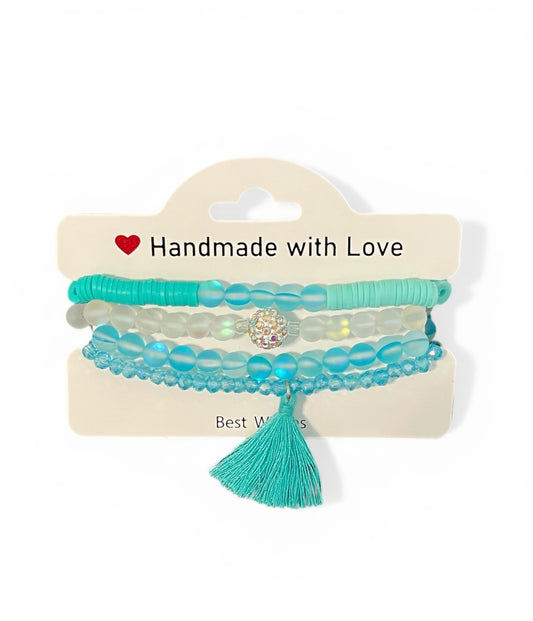 4 Piece Aqua Bracelet Set