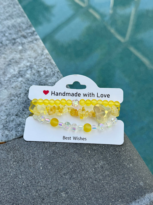 3 Piece Yellow Bracelet Set